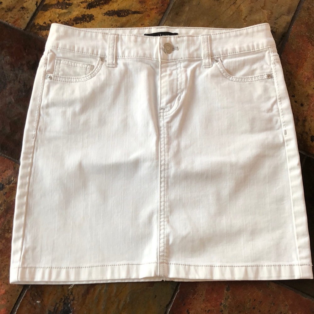 White House Black Market White Denim Skirt
